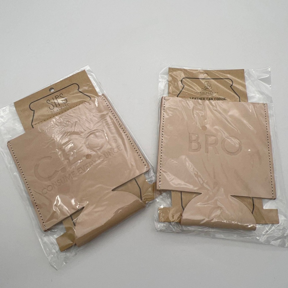 Santa Barbara Sips Drinkwear Leather Can 2 Coozies CEO consume every ounce & BRO